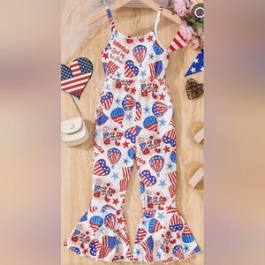 Patriotic Girls Jumpsuite with USA Print NEW